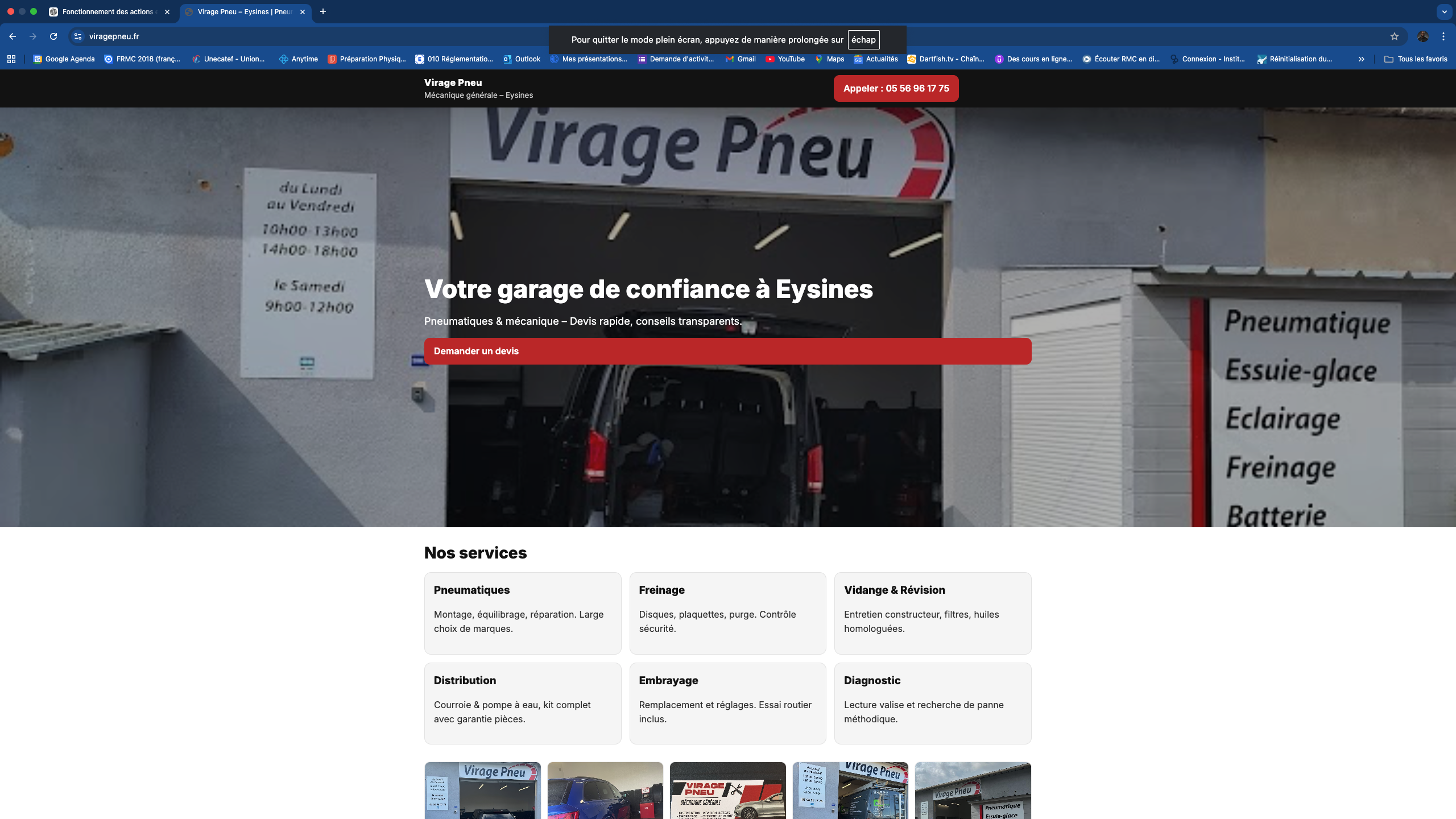 Capture du site Virage Pneu